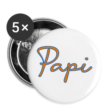 PAPI. PAPA. FÊTE DES PÈRES. BONNE FÊTE PAPA - Lot de 5 grands badges (56 mm) - blanc - Devant
