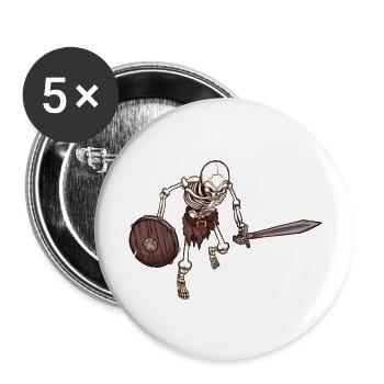 Skeleton Warrior - Buttons large 2.2''/56 mm (5-pack) - white - Front