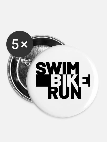 SWIM BIKE RUN - Buttons groß 56 mm (5er Pack) - Weiß