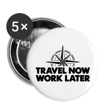 travel now work later - Buttons large 2.2''/56 mm (5-pack) - white - Front