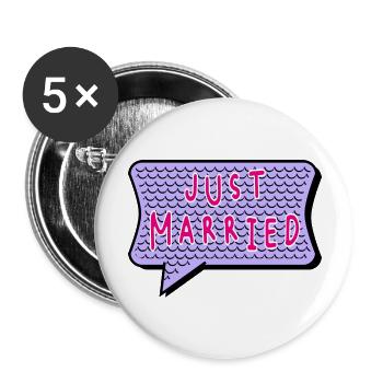 PAAR. GERADE VERHEIRATET. Junggesellinnenabschied. HEILIGER VALENTINSTAG. MARIES - Buttons groß 56 mm (5er Pack) - Weiß - Vorne
