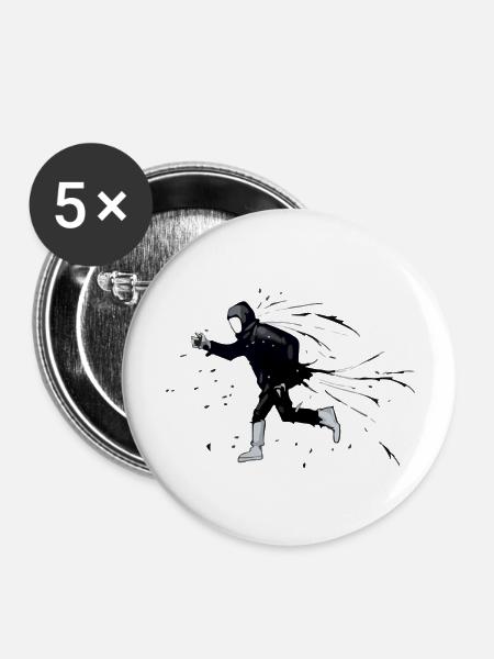 Theo Straßenkunst - Buttons groß 56 mm (5er Pack) - Weiß
