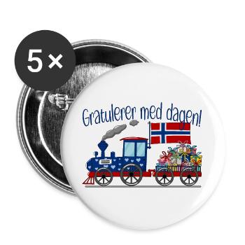Congratulators med dagen Norway Gifts Railway - Buttons large 2.2''/56 mm (5-pack) - white - Front