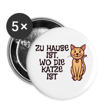 Haustiere Katze Statement Heimtier Kuscheltier - Buttons groß 56 mm (5er Pack) - Weiß - Vorne