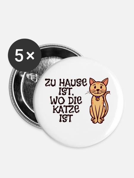 Haustiere Katze Statement Heimtier Kuscheltier - Buttons groß 56 mm (5er Pack) - Weiß