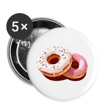 Bunter Donut-Print auf Freizeitkleidung - Buttons groß 56 mm (5er Pack) - Weiß - Vorne
