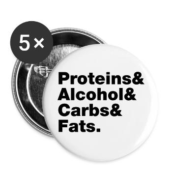 Macronutrients. Proteins & Alcohol & Carbs & Fats. - Buttons large 2.2''/56 mm (5-pack) - white - Front