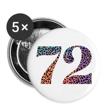 72. Geburtstag Leopard - Buttons groß 56 mm (5er Pack) - Weiß - Vorne