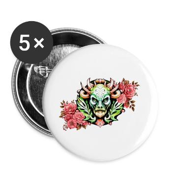 Mysterious colorful creature with flowers. - Buttons large 2.2''/56 mm (5-pack) - white - Front