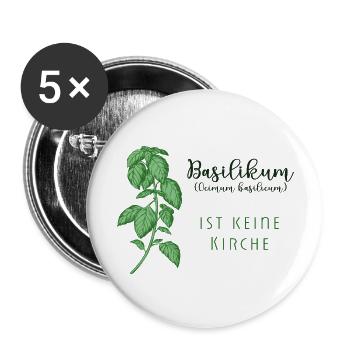 Basilikum Lustiger Spruch Humor - Buttons groß 56 mm (5er Pack) - Weiß - Vorne