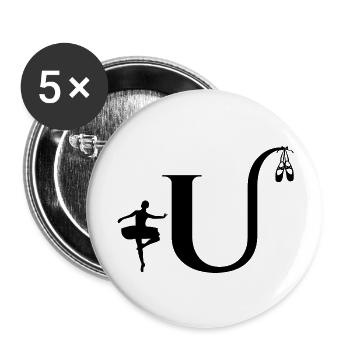 Lettre u ballerine - Lot de 5 grands badges (56 mm) - blanc - Devant