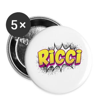 Ricci Nom personnalisé Style bande dessinée Pop Art, Ricci - Lot de 5 grands badges (56 mm) - blanc - Devant