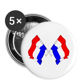Two flags Netherlands - Buttons large 2.2''/56 mm (5-pack) - white - Front