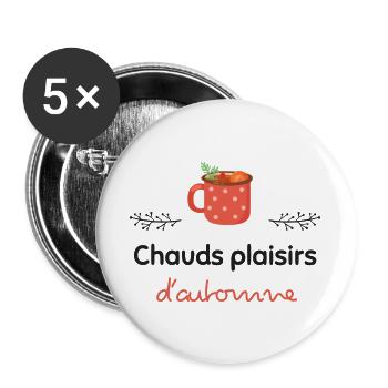 Chauds plaisirs d'automne ! | Cadeau - Lot de 5 grands badges (56 mm) - blanc - Devant