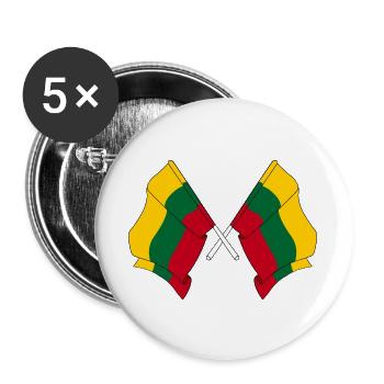 Two flags of Lithuania crossed - Buttons large 2.2''/56 mm (5-pack) - white - Front