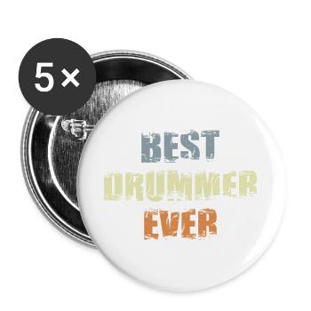 Bester Schlagzeuger - Buttons groß 56 mm (5er Pack) - Weiß - Vorne