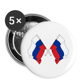 Deux drapeaux Russie - Lot de 5 grands badges (56 mm) - blanc - Devant
