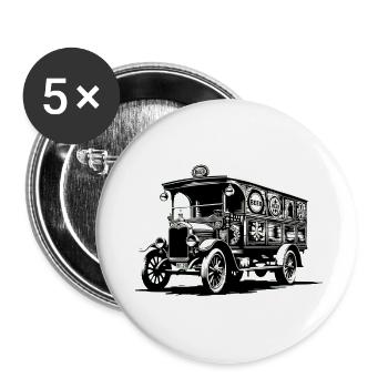 Bierlaster | Bier-Kutscher - Buttons groß 56 mm (5er Pack) - Weiß - Vorne