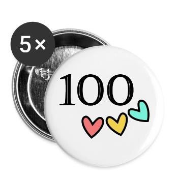 100. 100 YEARS. 100th ANNIVERSARY. 100 BIRTHDAY - Buttons large 2.2''/56 mm (5-pack) - white - Front