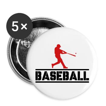 Baseball 02 - Buttons large 2.2''/56 mm (5-pack) - white - Front