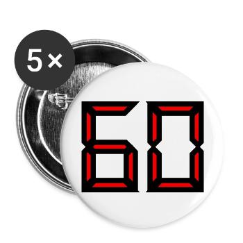 60. 60 YEARS. 60th ANNIVERSARY. 60TH BIRTHDAY. - Buttons large 2.2''/56 mm (5-pack) - white - Front