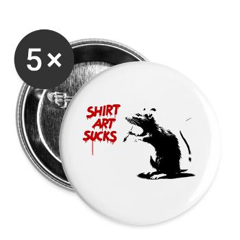 SHIRT ART SUCKS Rats Street Art - Buttons large 2.2''/56 mm (5-pack) - white - Front