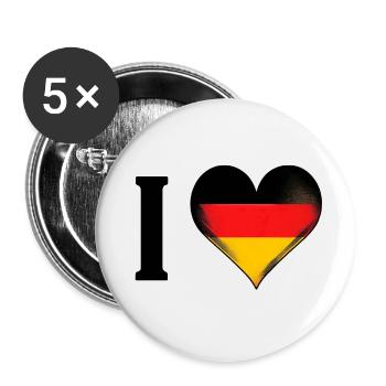 I ♥️ Germany | Ich liebe Deutschland - Buttons groß 56 mm (5er Pack) - Weiß - Vorne