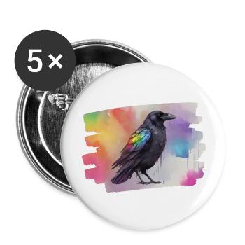 Bunter Rabe - Buttons groß 56 mm (5er Pack) - Weiß - Vorne