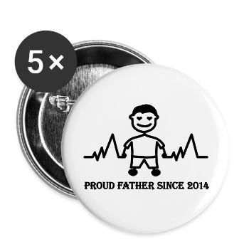 Proud father of a boy since 2014 - Buttons large 2.2''/56 mm (5-pack) - white - Front