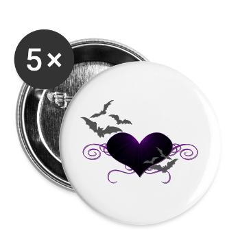 herzen, ranken, romantiker, gothic motiv - Buttons groß 56 mm (5er Pack) - Weiß - Vorne