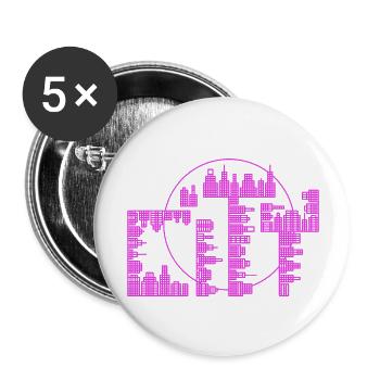 Skyline, City - purple version - Buttons large 2.2''/56 mm (5-pack) - white - Front