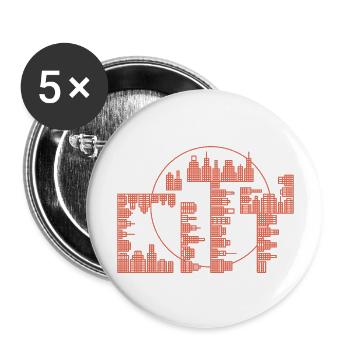 Skyline, City - Version rouge - Lot de 5 grands badges (56 mm) - blanc - Devant