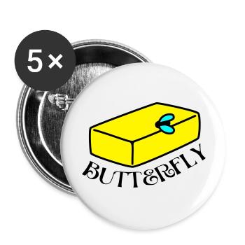 witzig-BUTTERFLY - Buttons groß 56 mm (5er Pack) - Weiß - Vorne