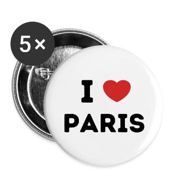 I Love with Heart Paris - Buttons large 2.2''/56 mm (5-pack) - white - Front