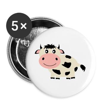 Kuh - Buttons groß 56 mm (5er Pack) - Weiß - Vorne