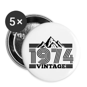 Né en 1974 Anniversaire Montagnes Randonnée Escalade - Lot de 5 grands badges (56 mm) - blanc - Devant