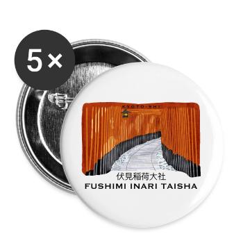 Japan, Kyoto, Fushimi Inari Taisha Torii Drawing - Buttons large 2.2''/56 mm (5-pack) - white - Front