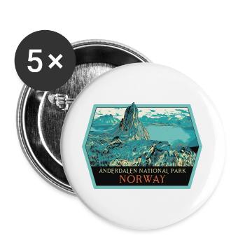 Anderdalen Landscape Badge: Norwegian Nature - Buttons large 2.2''/56 mm (5-pack) - white - Front