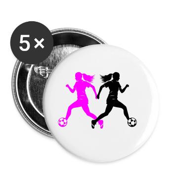 Joueuse De Football Silhouette Joueuse De Football Femme - Lot de 5 grands badges (56 mm) - blanc - Devant
