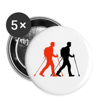 Nordic Walking Man Silhouette - Buttons large 2.2''/56 mm (5-pack) - white - Front