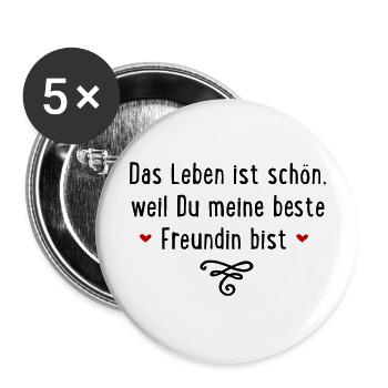 Beste Freundin - Buttons groß 56 mm (5er Pack) - Weiß - Vorne
