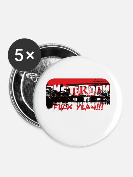 Amsterdam fuck yeah - Buttons groß 56 mm (5er Pack) - Weiß