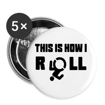 So rolle ich meinen Rollstuhl * - Buttons groß 56 mm (5er Pack) - Weiß - Vorne