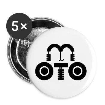 moto, logo moto, fan de moto - Lot de 5 grands badges (56 mm) - blanc - Devant