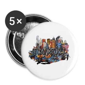 Frankfurt Grafitti Pop Art Streetart Ghetto Kunst - Buttons groß 56 mm (5er Pack) - Weiß - Vorne