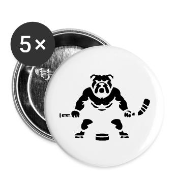 Minimalistische Bulldoggen Eishockey Silhouette - Buttons groß 56 mm (5er Pack) - Weiß - Vorne