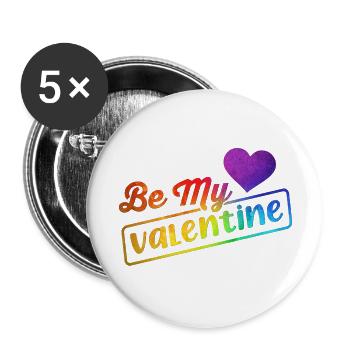 Love me Valentine Happy Valentines Valentines - Buttons large 2.2''/56 mm (5-pack) - white - Front