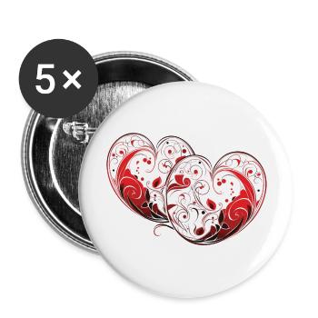 Hearts - Buttons groß 56 mm (5er Pack) - Weiß - Vorne