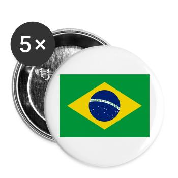 Brazil flag / Drapeau Brésil - Buttons large 2.2''/56 mm (5-pack) - white - Front