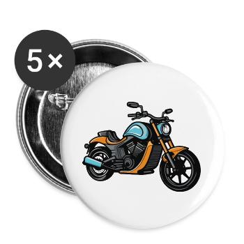 Motorcycle Biker - Buttons large 2.2''/56 mm (5-pack) - white - Front